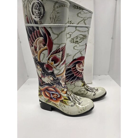 Christian Audigier Shoes - Christian Audigier Rubber Boots Womens 6 Rainboot Los Angeles 38FCB105W Caboot